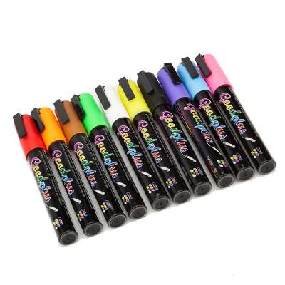 2017 new product 6mm 8 Colors Fluorescent waterproof Liquid Chalk Marker Pen LED Writing Board